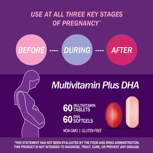 21st Century, Prenatal c мультивитаминами/минералами + докозагексаеновая кислота, 2 бутылки, 60 таблеток/60 желатиновых капсул