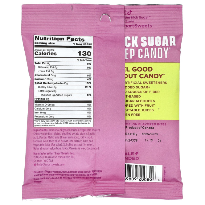 SmartSweets, Sourmelon Bites™, арбуз, 50 г (1,8 унции)