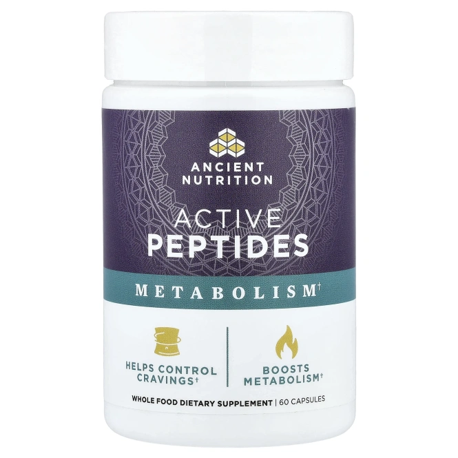 Ancient Nutrition, активные пептиды, поддержка метаболизма, 60 капсул
