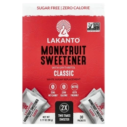 Lakanto, подсластитель из архата с эритритолом, классический, 30 пакетиков, 90 г (3,17 унции)