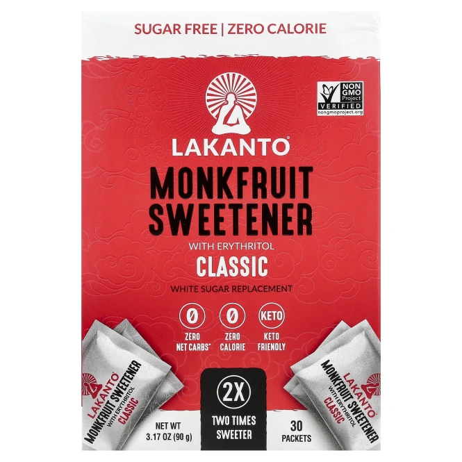 Lakanto, подсластитель из архата с эритритолом, классический, 30 пакетиков, 90 г (3,17 унции)