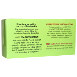 Port Trading Co., Органический, зеленый Ройбос, без кофеина, 20 чайных пакетиков, 1,765 унции (50 г)