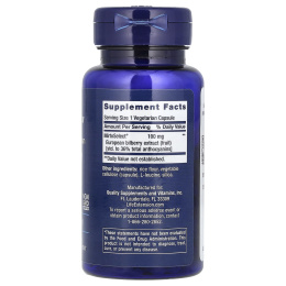 Life Extension, Стандартизованный в Европе экстракт черники, 100 мг, 90 вегетарианских капсул