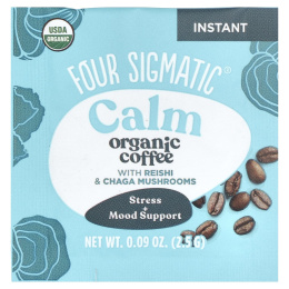 Four Sigmatic, растворимый органический кофе с грибами рейши и чага, успокаивающий, средней обжарки, 10 пакетиков по 2,5 г (0,09 унции)