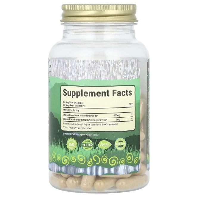 Maju Superfoods, Органический гриб из гривы, 90 капсул