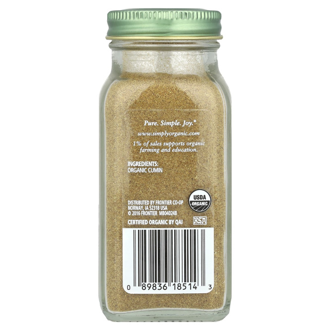 Simply Organic, Тмин, 65 г (2,31 унции)