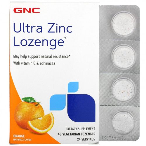 GNC, Ultra Zinc Lozenge, Orange, 48 Vegetarian Lozenges