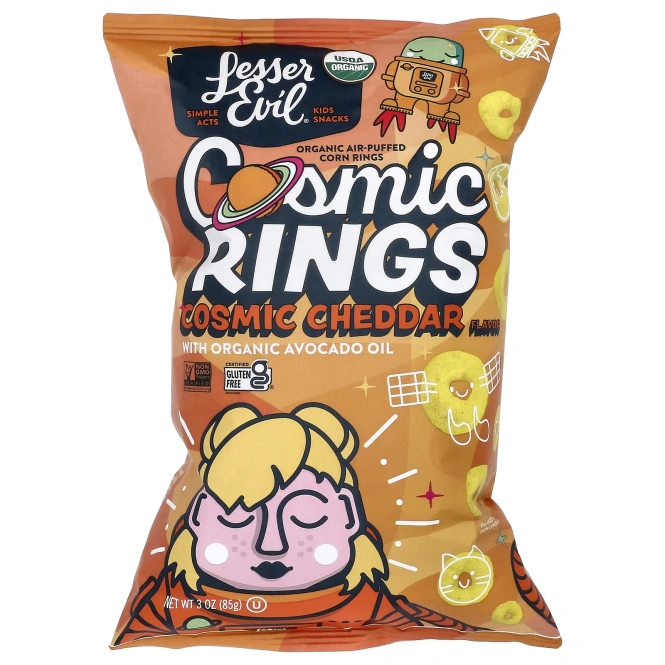 LesserEvil, Coslic Rings, космический чеддер, 85 г (3 унции)