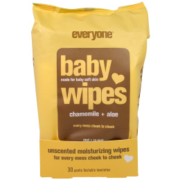 Everyone, Салфетки для младенцев с аптечной ромашкой и алоэ, 30 смываемых салфеток