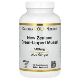 California Gold Nutrition, Новозеландский зеленогубый моллюск с имбирем, 500 мг, 240 капсул в растительной оболочке