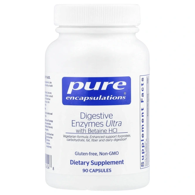 Pure Encapsulations, Пищеварительные ферменты с бетаином гидрохлоридом, 90 капсул