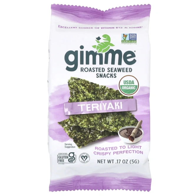 gimMe, Снеки из жареных морских водорослей, терияки, 6 пакетиков по 5 г (0,17 унции)