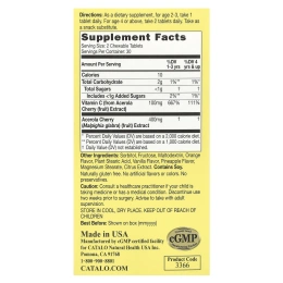 CATALO, жевательная добавка с витамином C для детей, 100 мг, 60 вегетарианских жевательных таблеток (50 мг в одной таблетке)