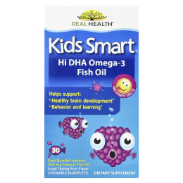 Рыбий жир для детей Bioglan Smart Kids с высоким содержанием Омега-3, с ягодным вкусом, 30 жевательных дражже