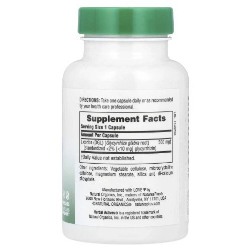 Nature's Plus, Herbal Actives, лакрица (ДГЛ), 60 растительных капсул