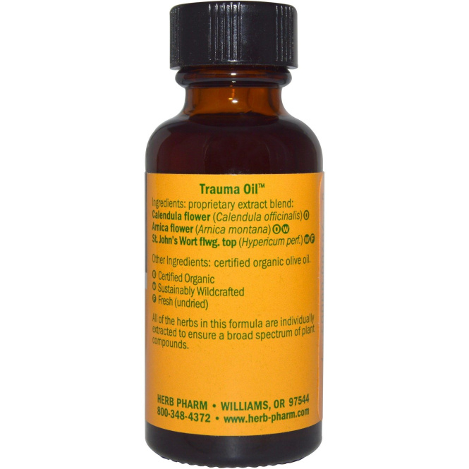 Herb Pharm, Масло против травм, календула и арника, 1 жидкая унция (30 мл)