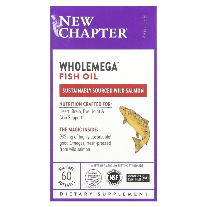 New Chapter, Рыбий жир Wholemega, 60 мягких таблеток