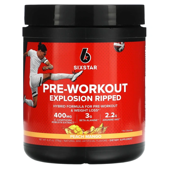 Six Star, Elite Series, Pre-Workout Explosion, предтренировочный для рельефа, персик и манго, 173 г (6,10 унции)