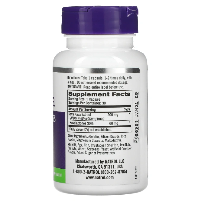 Natrol, Кава-кава, 200 мг, 30 капсул