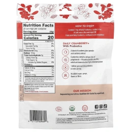 Organic Traditions, Ежедневная добавка с клюквой и пробиотиками, 100 г (3,5 унции)