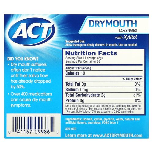 ACT, Dry Mouth Леденцы с успокаивающей мятой 36 шт
