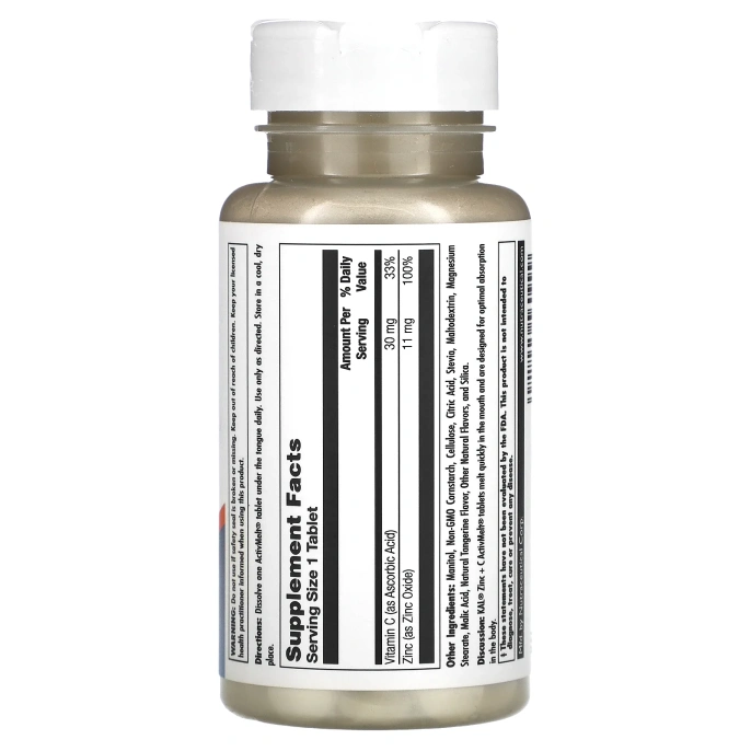 KAL, Цинк + витамин C, мандарин, 90 микротаблеток