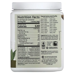 Sunwarrior, Harvest, порошок из конопляного протеина, без добавок, 750 г (1,65 фунта)