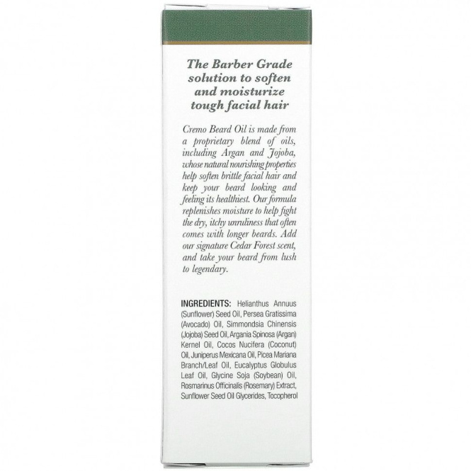 Cremo, Масло для бороды, кедр, 30 мл (1 жидк. Унция)