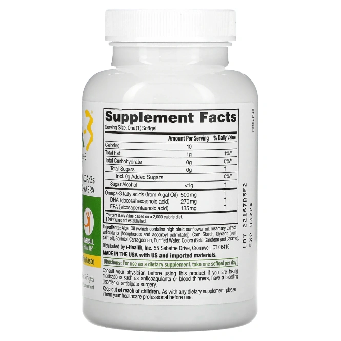 Ovega-3, Plant-Based Omega-3, 90 Vegetarian Softgels