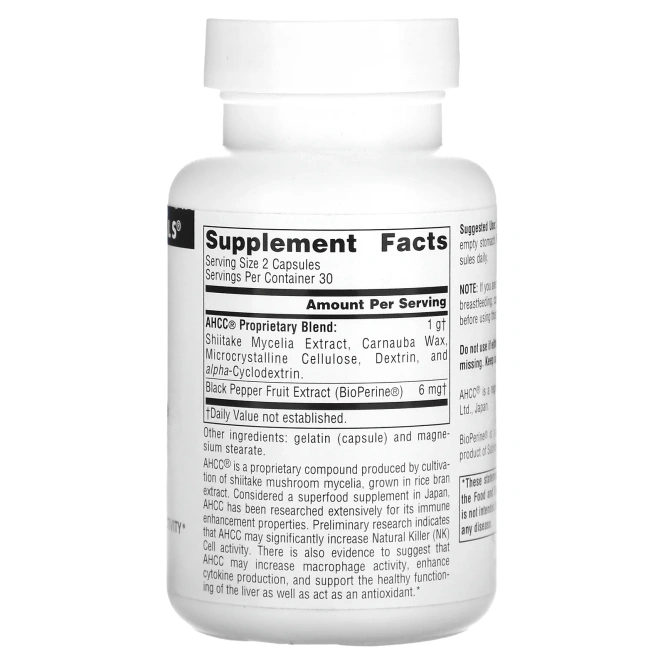 Source Naturals, AHCC с Bioperine, 60 капсул