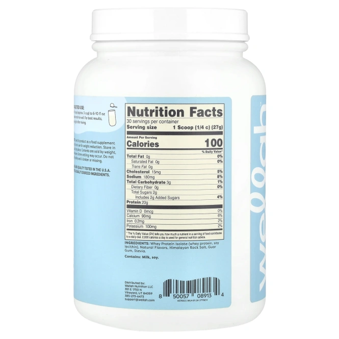 Wellah, Protein Your Whey, изолят сывороточного протеина, ваниль, 816 г (1,8 фунта)