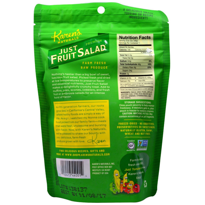 Karen's Naturals, Просто фруктовый салат, Премиум, 2 унции (56 г)