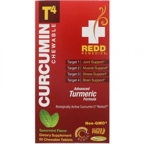 Redd Remedies, Куркумин T4, колосовая мята, 60 жевательных таблеток