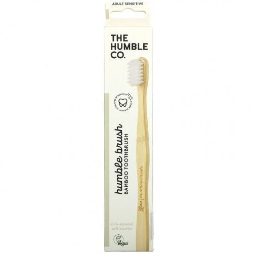 The Humble Co., Зубная щетка Humble Bamboo, для взрослых, белая, 1 зубная щетка