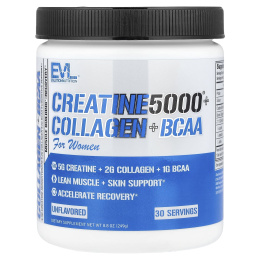 EVLution Nutrition, Creatine5000® с коллагеном и BCAA, для женщин, без добавок, 249 г (8,8 унции)