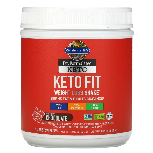 Garden of Life, Dr. Formulated Keto Fit Weight Loss Shake, Chocolate 12.87 oz (365 g)