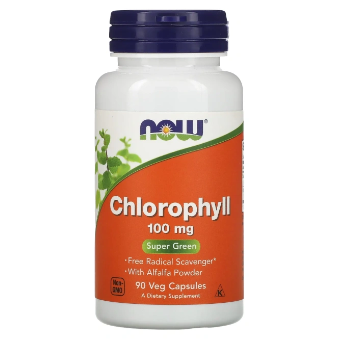 NOW Chlorophyll, Хлорофилл 100 мг - 90 капсул