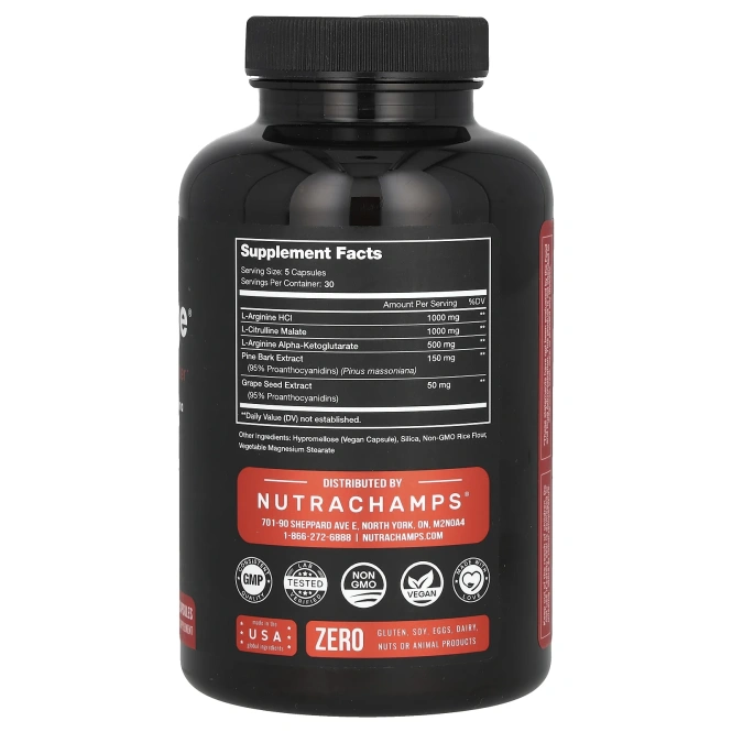 NutraChamps, Nitric Charge, 150 веганских капсул