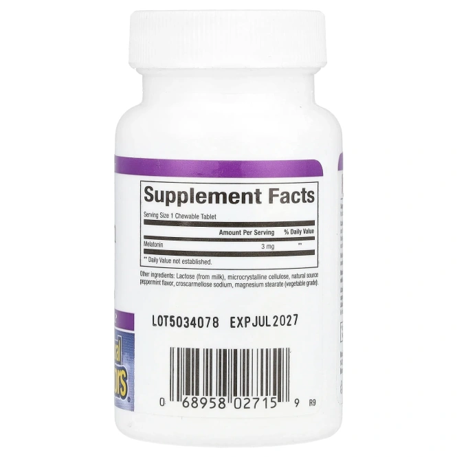 Natural Factors, Стресс-релакс, мелатонин, 3 мг, 90 жевательных таблеток