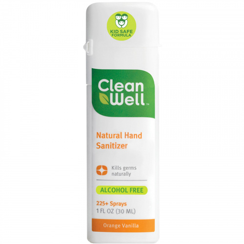 CleanWell, Дезинфицирующее средства для рук, без спирта, апельсин и ваниль, 30 мл