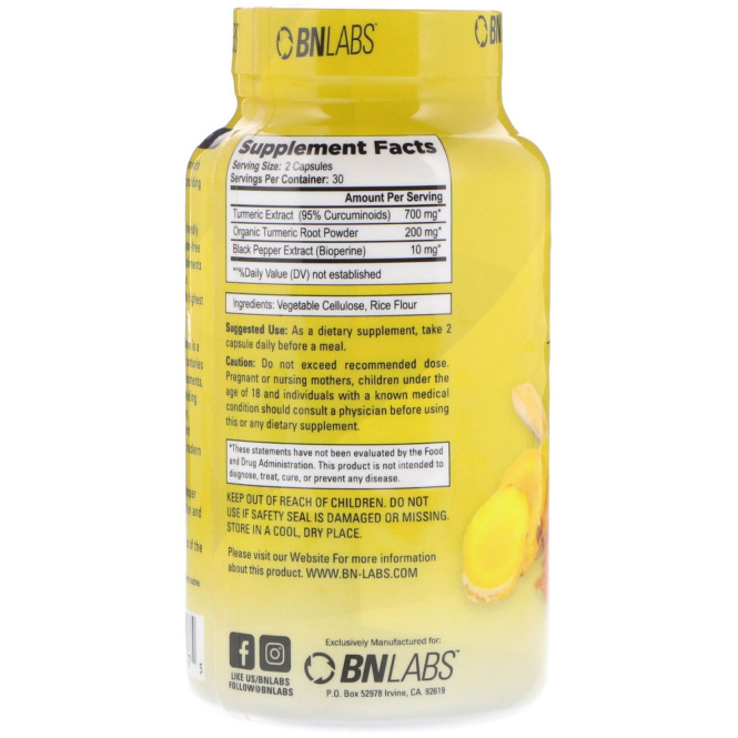 BN LABS, Куркума, 60 капсул