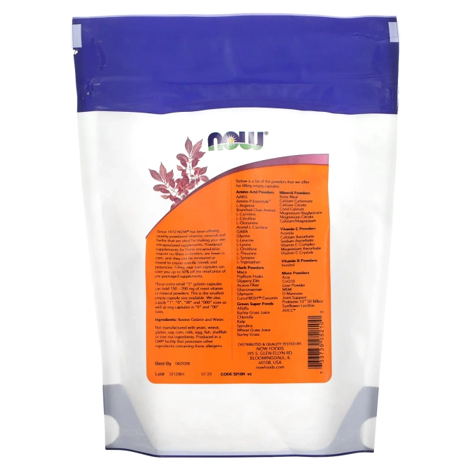 Now Foods, Желатиновые капсулы "3", супермалый размер, 1000 пустых желатиновых капсул