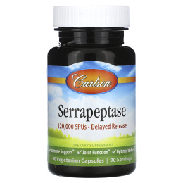 Carlson Labs, Серрапептаза, 120 000 единиц серрапептазы, 90 вегетарианских капсул