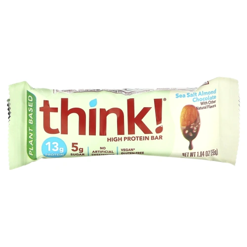 Think Thin, Батончики с высоким содержанием протеина, с морской солью, миндалем и шоколадом, 10 баточников, 1,94 унц. (55 г) каждый