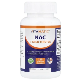 Vitamatic, NAC + расторопша, 120 растительных капсул