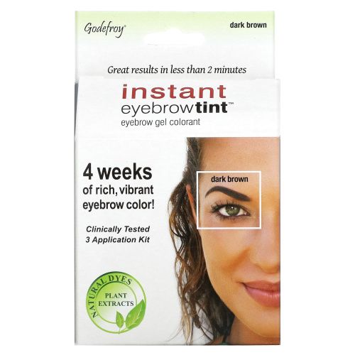 Godefroy, Instant Eyebrow Tint, Dark Brown, 3 Application Kit