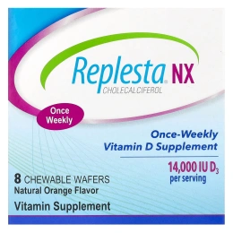 Replesta, NX Cholecalciferol, Once-Weekly Vitamin D, Natural Orange, 14000 МЕ, 8 Chewable Wafers