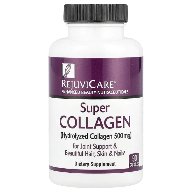 Rejuvicare, Super Collagen, коллагеновый гидролизат, 500 мг, 90 капсул
