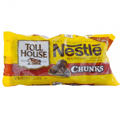 Nestle Toll House, Кусочки, Настоящий полугорький шоколад, 11,5 унций (326 г)