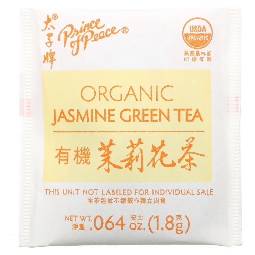 Prince of Peace, Органический, зеленый чай с жасмином, 100 чайных пакетиков, 1.8 шт.